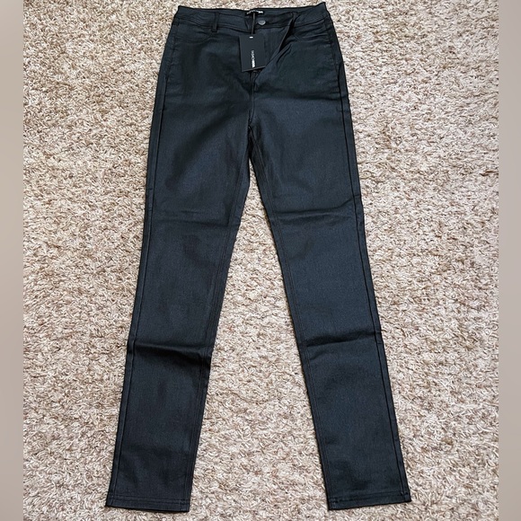 NWT! [Fashion Nova] Black Faux Leather Sammie Pants High Rise Skinny Size L - Picture 2 of 8
